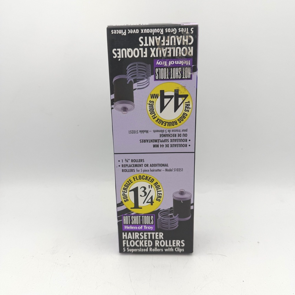 Hot Shot Tools Helen of Troy 5 Piece 1 3/4" Flocked Hair‎ Rollers & Clips 510353